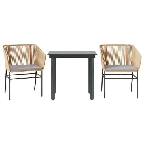 Vrtna garnitura - 3-dijelni vrtni blagovaonski set s jastucima poliratan i staklo - Smeđa 80 x 80 x 74 cm 2 Cijena