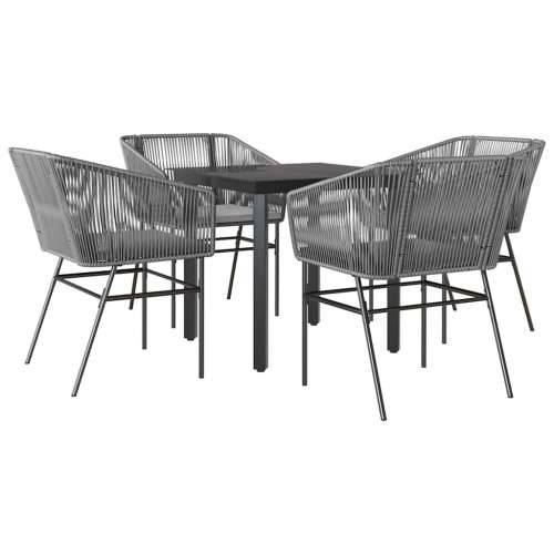 Vrtna garnitura - 5-dijelni vrtni blagovaonski set s jastucima poliratan i staklo - Siva 80 x 80 x 74 cm 4 Cijena