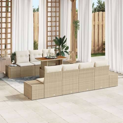 Vrtni sofa set Set od 8 Bež, Bijela Ratan, Poliester, Pjena Cijena