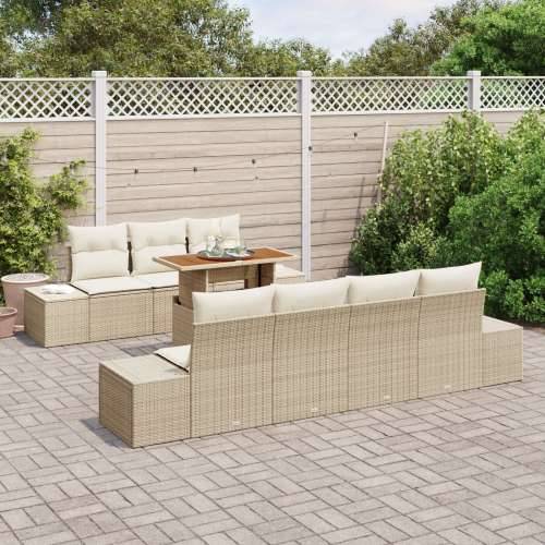 Vrtni sofa set Set od 8 Bež, Bijela Ratan, Poliester, Pjena Cijena
