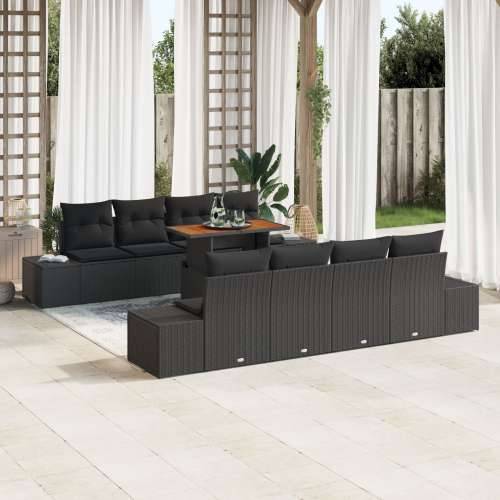 Vrtni sofa set Set od 7 Crna Ratan i tkanina jastučića Vrtna sofa Cijena