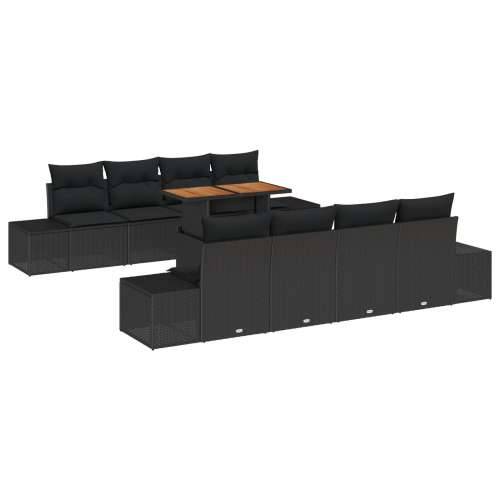Vrtni sofa set Set od 7 Crna Ratan i tkanina jastučića Vrtna sofa Cijena