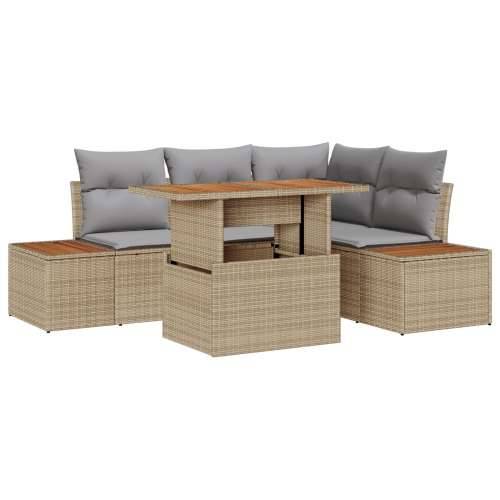 vrtni sofa set Set od 5 Bež i siva Ratan i poliester jastučić Cijena