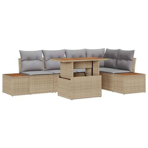 Vrtni Sofa Set Set od 6 Bež Ratan, Poliester, Čelik Cijena