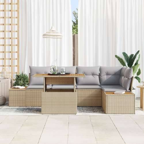 Vrtni Sofa Set Set od 6 Bež Ratan, Poliester, Čelik Cijena