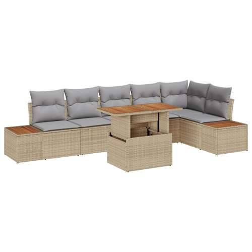 Vrtni Sofa Set Set od 7 dijelova Bež Ratan Vrtni Sofa Set Cijena