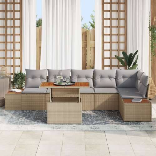 Vrtni Sofa Set Set od 7 dijelova Bež Ratan Vrtni Sofa Set Cijena