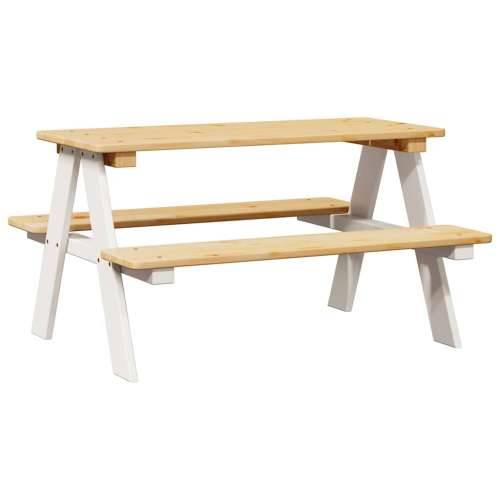 Dječji stol s klupama IRUN bijeli 90x79,5x50cm puno drvo - Bijela 1 Cijena