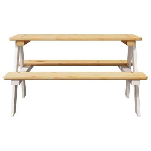 Dječji stol s klupama IRUN bijeli 90x79,5x50cm puno drvo - Bijela 1 Cijena