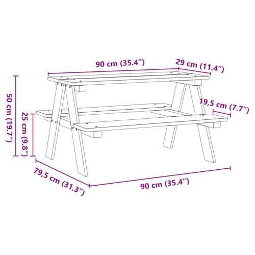 Dječji stol s klupama IRUN bijeli 90x79,5x50cm puno drvo - Bijela 1 Cijena