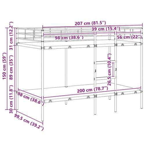 Krevet na kat bez madraca bijeli 100x200 cm čelik - Bijela 100 x 200 cm Cijena
