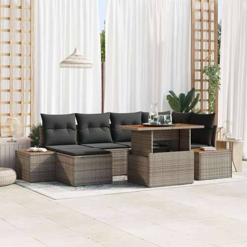 vrtni sofa set Set od 7 Siva Ratan Vrtna kutna sofa Pravokutni Cijena