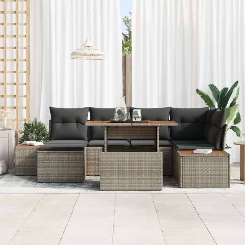vrtni sofa set Set od 7 Siva Ratan Vrtna kutna sofa Pravokutni Cijena