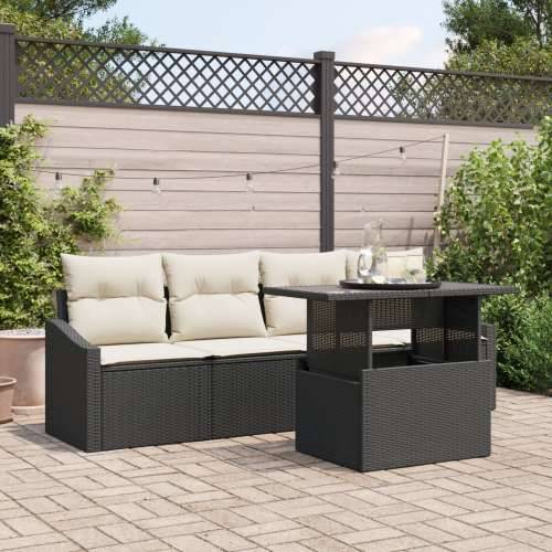 Vrtni sofa set Set od 5 Crna, Krem Ratan, Poliester Cijena