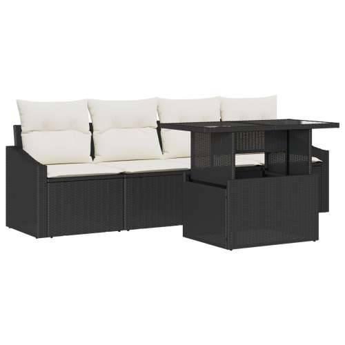 Vrtni sofa set Set od 5 Crna, Krem Ratan, Poliester Cijena
