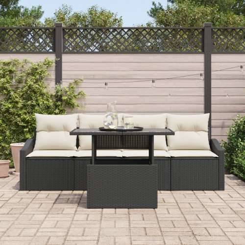 Vrtni sofa set Set od 5 Crna, Krem Ratan, Poliester Cijena