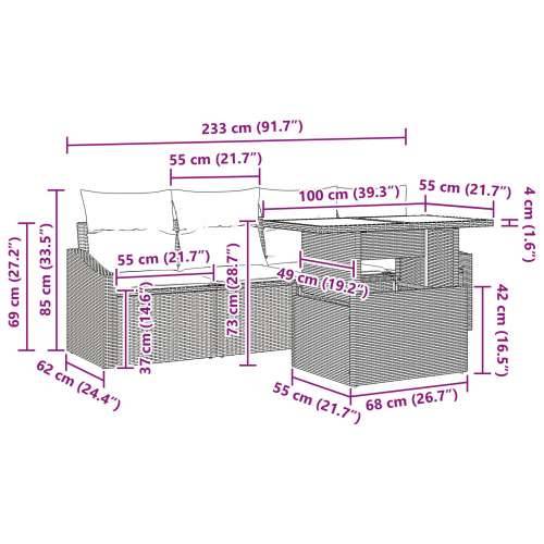 Vrtni sofa set Set od 5 Crna, Krem Ratan, Poliester Cijena
