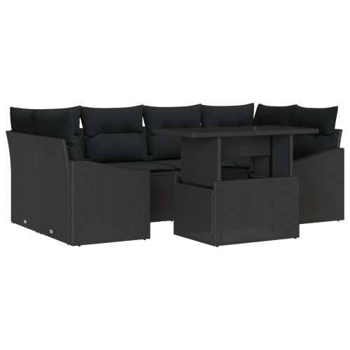Set garniture za vrt od 7 komada s jastucima crni poli ratan Cijena