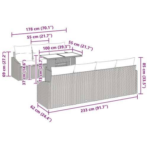 set vrtnih sofa 8-dijelni Prirodni ratan Sintetički ratan Cijena