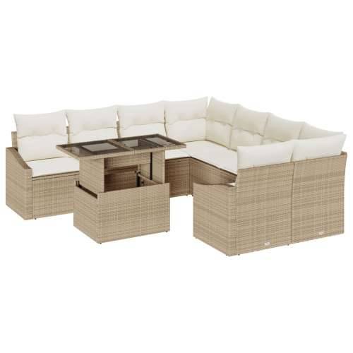 Set od 9 komada vrtnih sofa s jastučićima bež poliratana Cijena