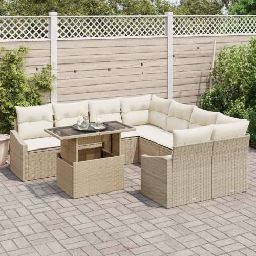 Set od 9 komada vrtnih sofa s jastučićima bež poliratana Cijena