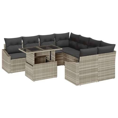 vrtni sofa set Set od 9 Bež Ratan, staklo, tkanina Vrtni sofa set Cijena
