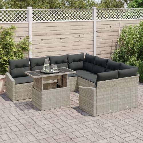 vrtni sofa set Set od 9 Bež Ratan, staklo, tkanina Vrtni sofa set Cijena