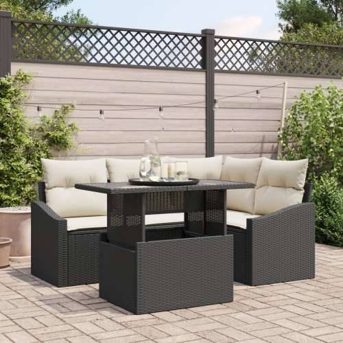Vrtni sofa set Set od 5 Crna Ratan Vrtni sofa set Pravokutni Cijena