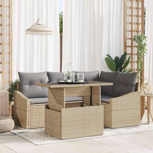 Set spojivih vrtnih sofa s jastucima, bež poli ratan Cijena