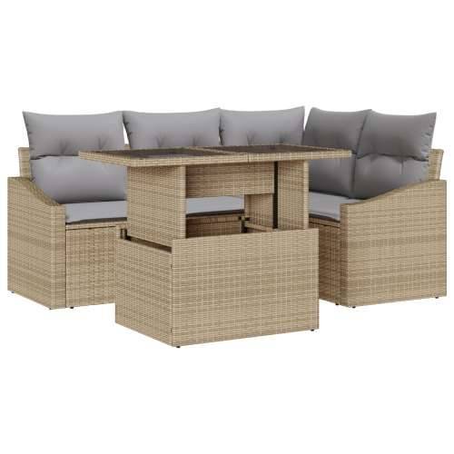 Set spojivih vrtnih sofa s jastucima, bež poli ratan Cijena