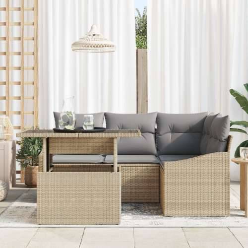 Set spojivih vrtnih sofa s jastucima, bež poli ratan Cijena