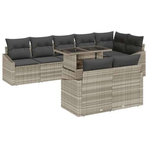 Set Gartenskih Sofa od 9 dijelova s jastučićima svijetlo siva poliratan Cijena
