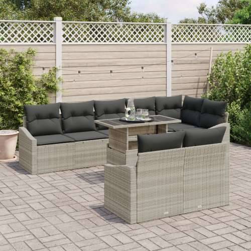 Set Gartenskih Sofa od 9 dijelova s jastučićima svijetlo siva poliratan Cijena
