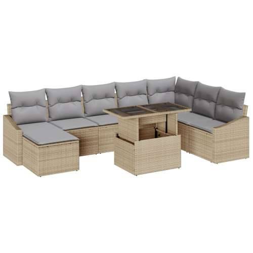 Set vrtnih sofa od 9 dijelova s jastučićima bež poli ratan Cijena