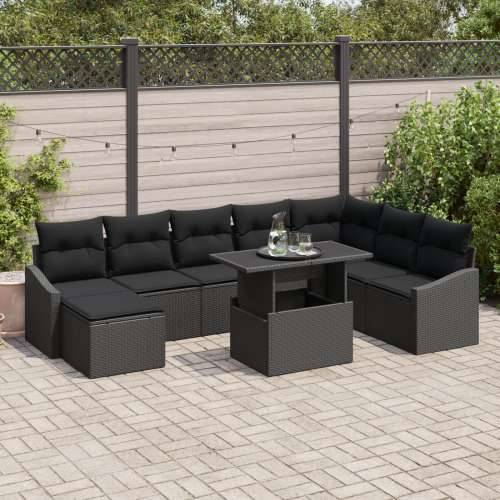 Set vrtnih sofa od 9 komada s jastučićima crni poliratan Cijena