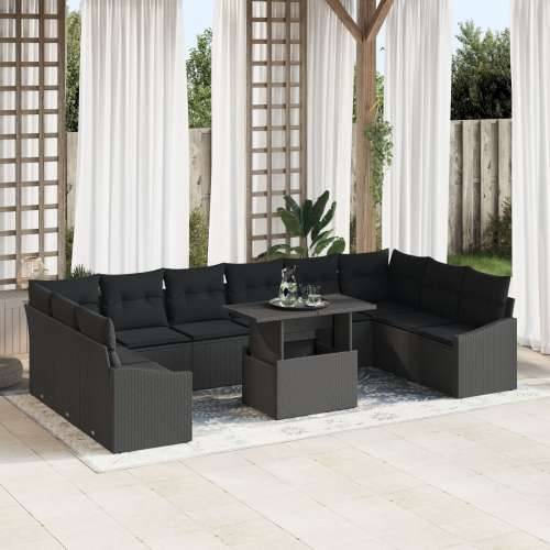 Vrtni Sofa Set Set od 11 Crna Ratan, Poliester, Pjena Cijena