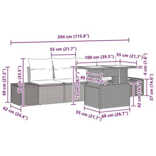 vrtni sofaset Set od 5 Crna Ratan Vanjski sofaset Pravokutni Cijena