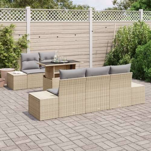 Set od 6 komada vrtnih sofa s jastučićima bež poliratan Cijena