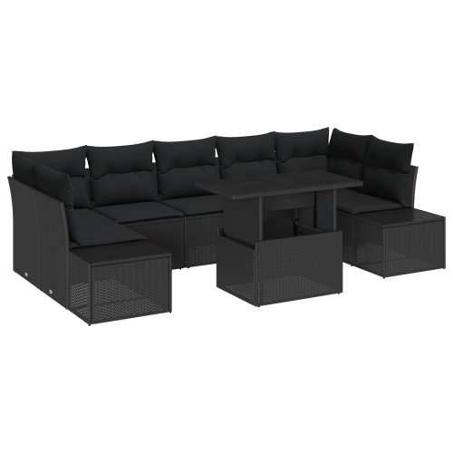 Set garniture za vrt od 8 dijelova s jastučićima crna poli ratan Cijena