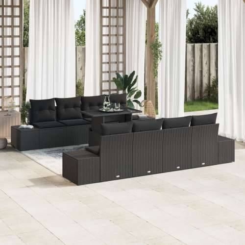set 7 komada vrtnog namještaja s jastučićima crni poly rattan Cijena