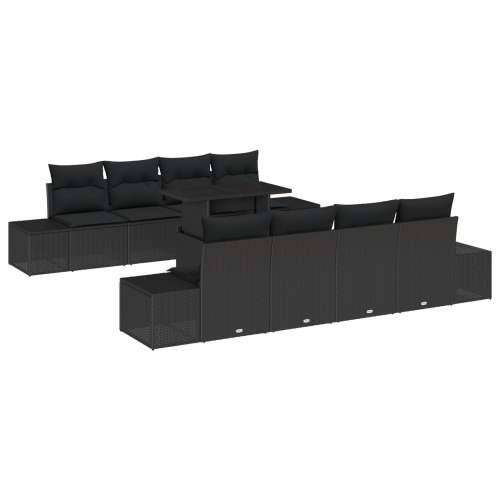 set 7 komada vrtnog namještaja s jastučićima crni poly rattan Cijena
