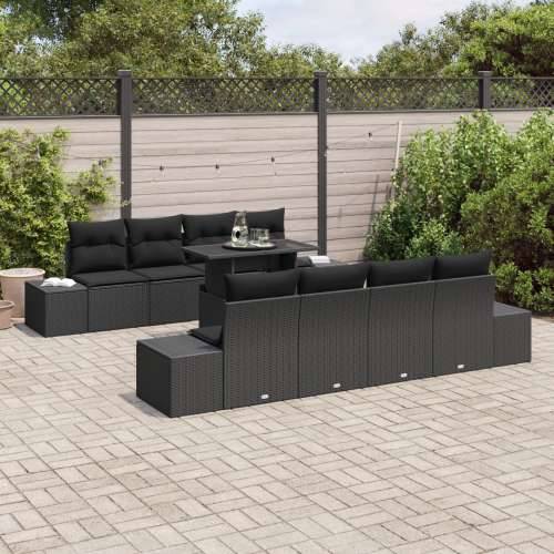 set 7 komada vrtnog namještaja s jastučićima crni poly rattan Cijena