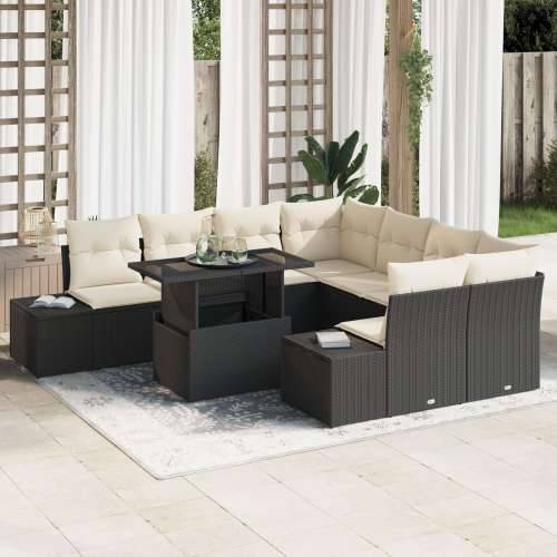 Set vrtnih sofa od 9 komada s jastucima Crni poliratan Cijena
