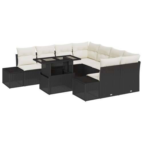 Set vrtnih sofa od 9 komada s jastucima Crni poliratan Cijena