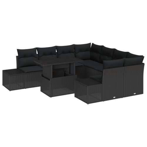 Set vrtne sofice od 9 dijelova s jastucima crni poli ratan Cijena
