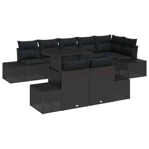 vrtni set sofe Set od 9 Crna Ratan, Tkanina Vrtni set sofe Cijena