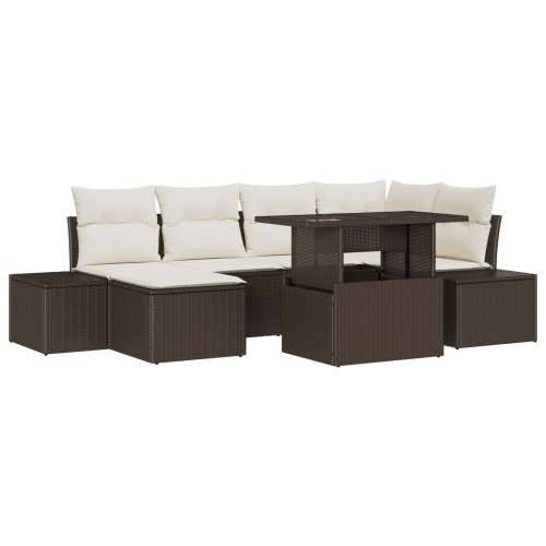Vrtni sofa set Set od 7 Smeđa Ratan, Poliester Vrtni sofa set Cijena