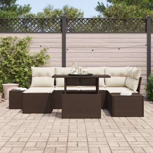 Vrtni sofa set Set od 7 Smeđa Ratan, Poliester Vrtni sofa set Cijena