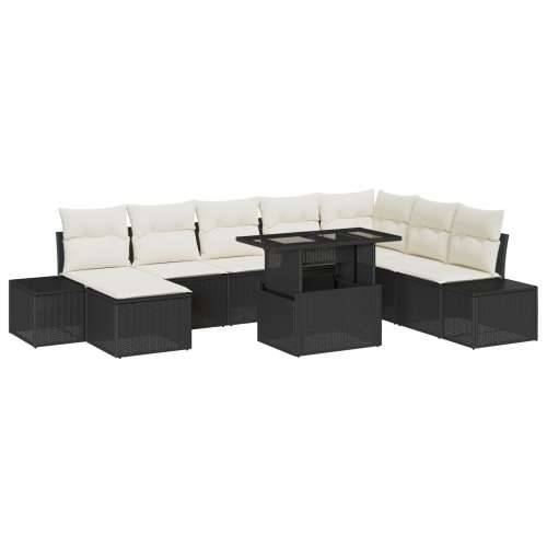 Vrtni Sofa Set Set od 9 Crna i krem Ratan i poliester Cijena