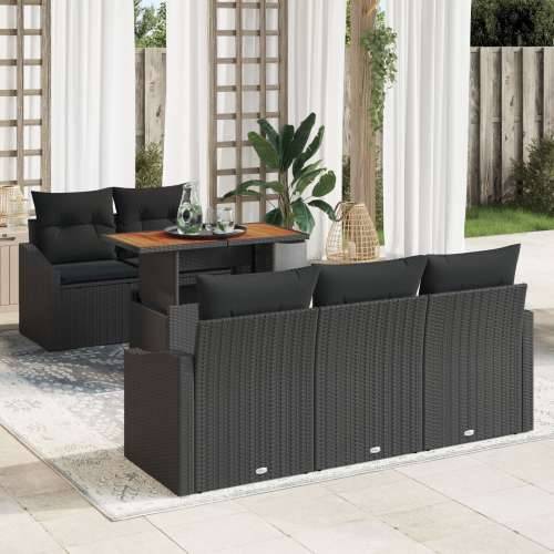 Set garniture za vrt od 6 dijelova s jastučićima crni poli ratan Cijena